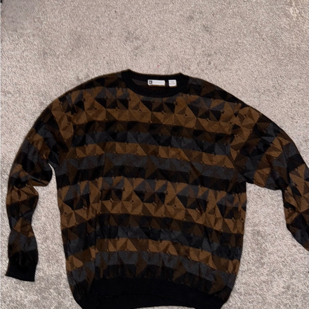 Bachrach Black and Brown Geometric Sweater